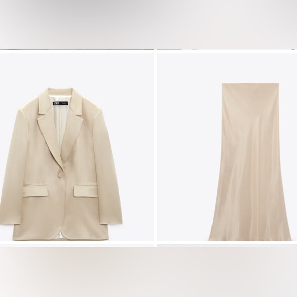 NWT ZARA satin effect metallic blazer and skirt set size Small - Picture 5 of 7